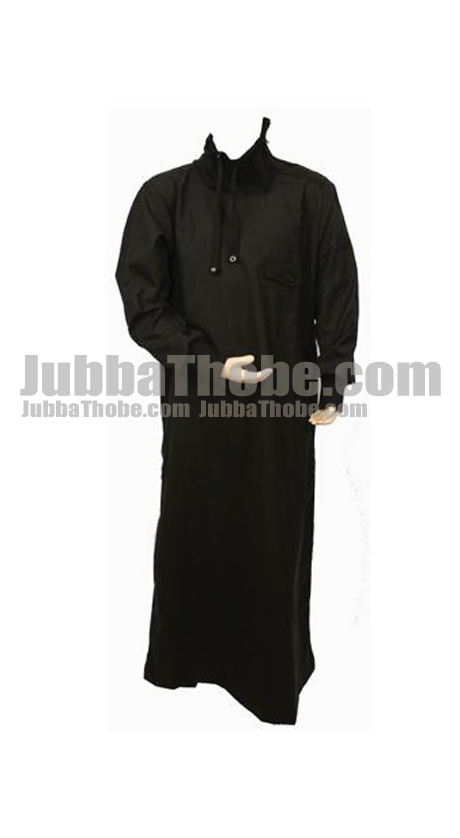 Black Design Polo Neck Jubba Thobe
