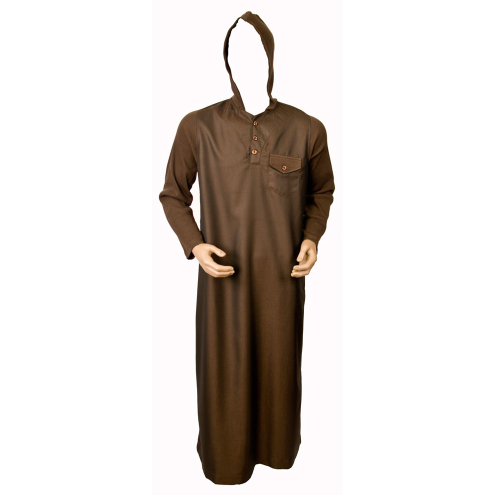 Brown Jumper Sleeve Hooded Jubba Thobe
