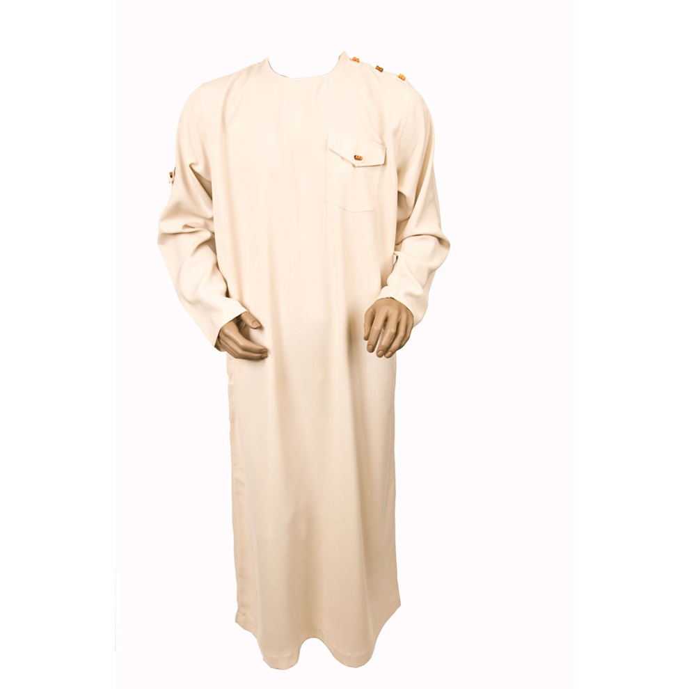 Cream Color Wooden Button Jubbah Thobe