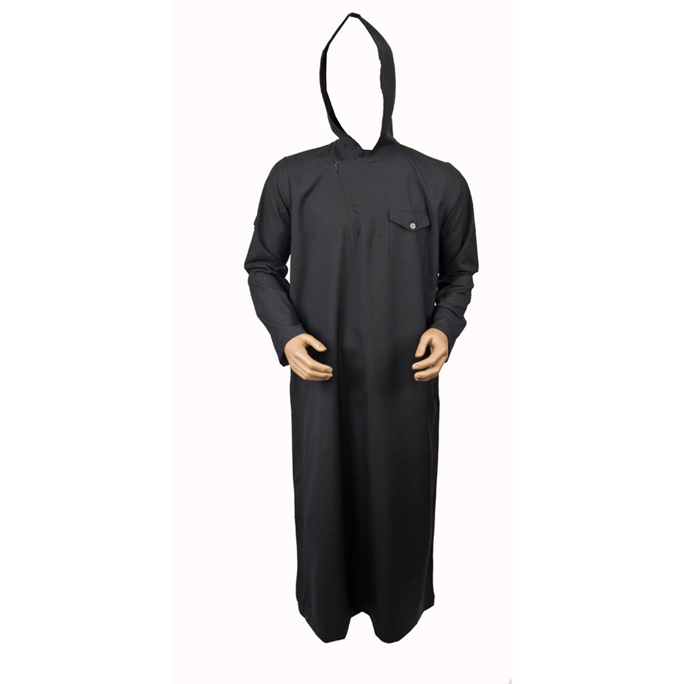Navy Blue Jumper Sleeve Hooded Jubba Thobe