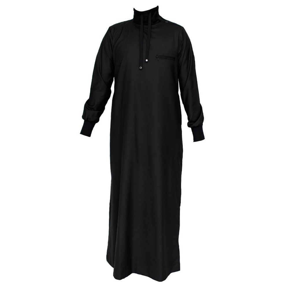 Polo Neck Black Jubbah Thobe