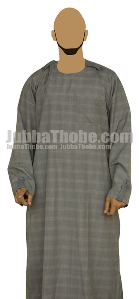 Suit Checkered Gray Color Jubba Thobe