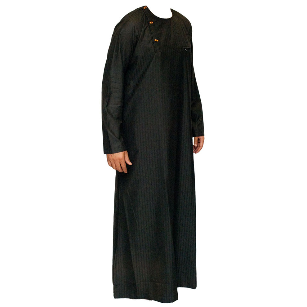 Wooden Button Black Stylish Jubbah Thobe