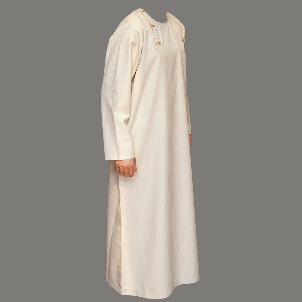 Wooden Button Cream Stylish Jubbah Thobe