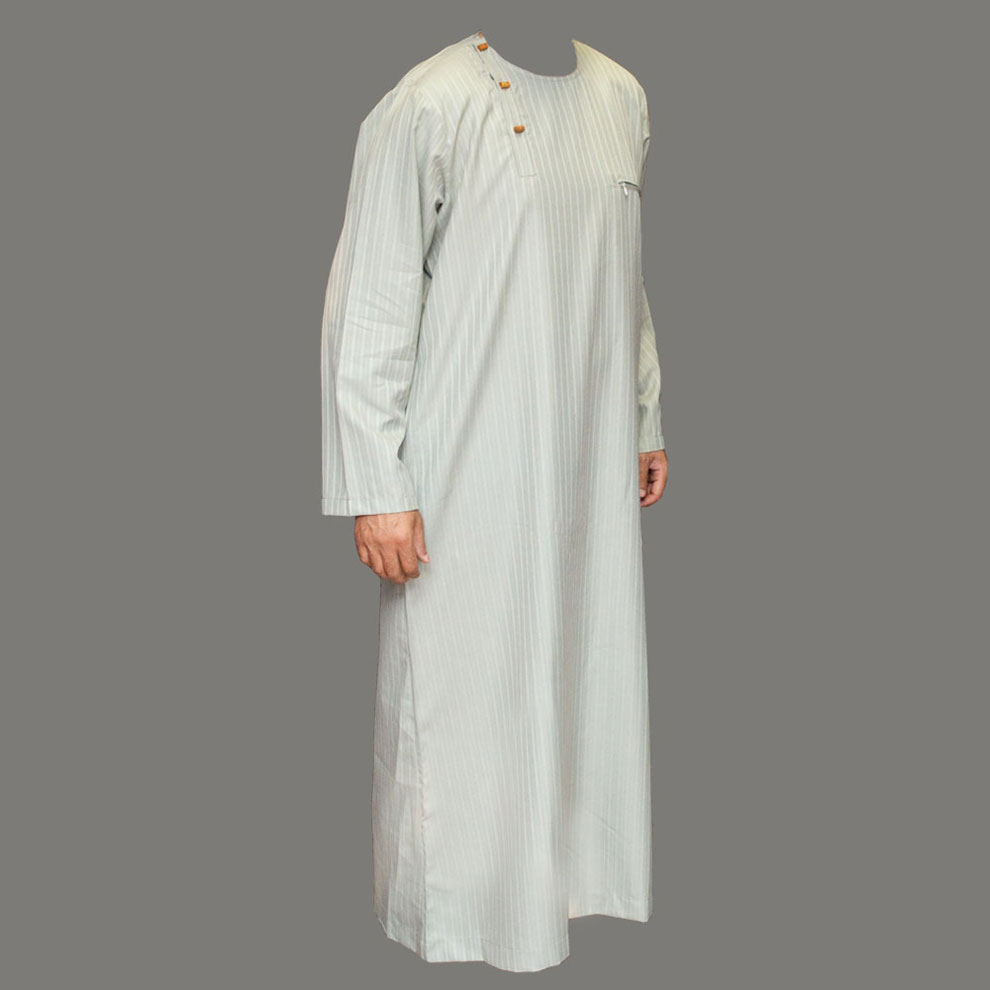 Wooden Button Olive Stylish Jubbah Thobe